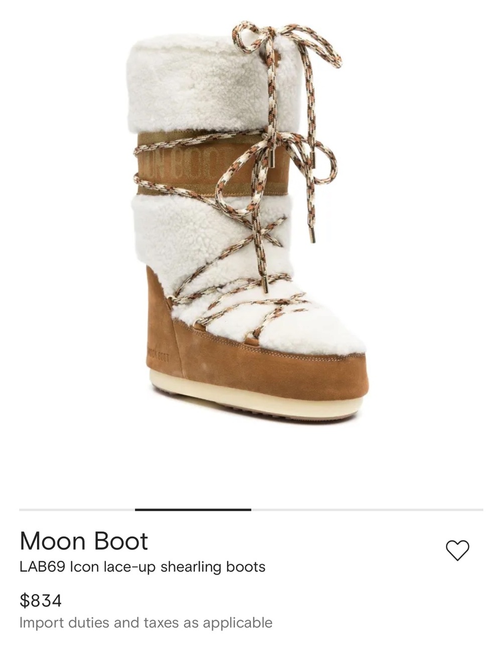 Moon Boot White Faux-Shearling and Brown Suede Winter Boots